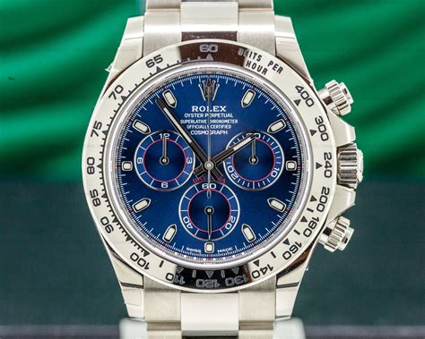 rolex daytona white gold blue face for sale|Rolex daytona white gold price.